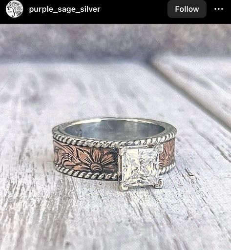 Custom Western Wedding Rings, Welded Wedding Ring, Cute Western Wedding Rings, Small Western Wedding Rings, Unique Western Engagement Rings, Western Wedding Rings Womens, Tooled Wedding Ring, Country Wedding Rings Sets, Southern Wedding Rings