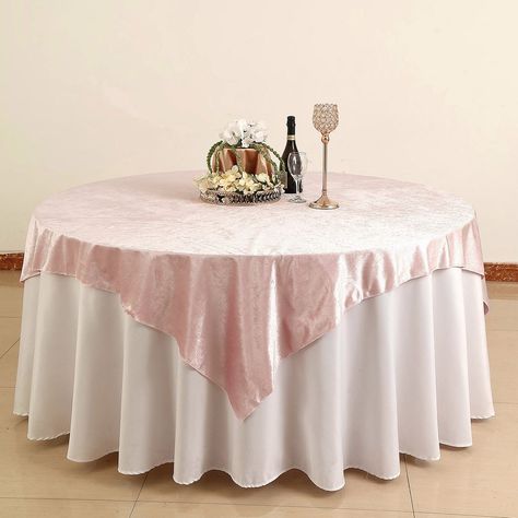 72" x 72" | Blush | Rose Gold | Premium Velvet Square Table Overlay Velvet Table, Table Overlays, Party Table Settings, Party Table Cloth, Artificial Silk Flowers, Banquet Tables, Square Tablecloth, Square Table, Wedding Vibes