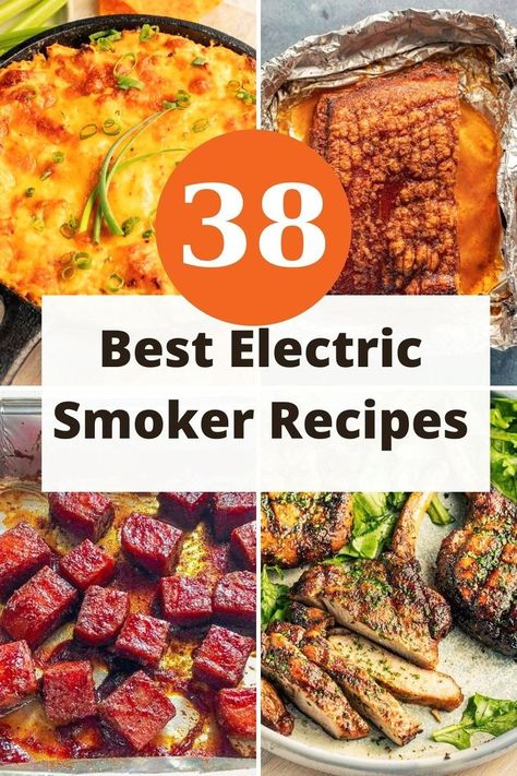 New to smoking with an electric smoker? No problem! Discover the   best and easiest electric smoker recipes for chicken, pork, mac and cheese,   and more. From appetizers to desserts, these recipes will make you a smoking   pro in no time. Smoker Chicken Wings, Easy Electric Smoker Recipes, Healthy Grilled Recipes, Pork Mac And Cheese, Cold Pressed Juice Recipes, Pork Loin Ribs, Smoker Recipes Electric, Electric Smoker Recipes, Bbq Smoker Recipes