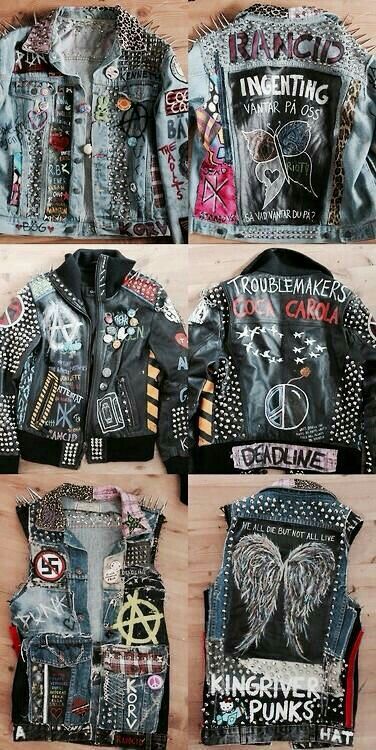 Punk Denim Jacket, Outfits Punk, 50 Dresses, Punk Fashion Diy, Battle Jackets, Battle Vest, Jacket Diy, Punk Jacket, Look Grunge