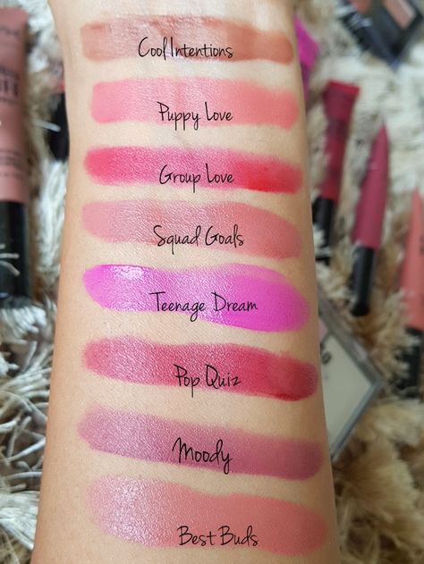 NYX Powder Puff Lippies swatches. Nyx Powder Puff, Nyx Powder Puff Lippie, Nyx Powder, Dream Pop, Best Bud, Makeup Swatches, Powder Puff, Nyx, Fashion Makeup