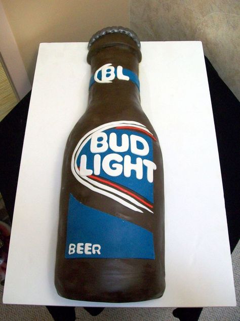 Bud Light Cake  on Cake Central Beer Grooms Cake, Beer Shaped Cake, Bud Light Cake, Beer Bottle Cake, Cake For Dad, Alcohol Cake, Light Cake, Wedding October, Bud Light Beer