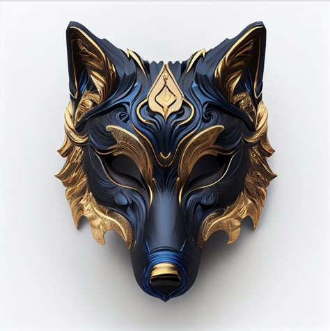 Gold Mask Fantasy Art, Wolf Mask Drawing, Fantasy Mask Design, Wolf Masquerade Mask, Mask Draw, Muzzle Mask, Fantasy Mask, Cool Mask, Masks Design