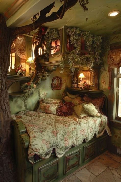 Whimsical Room Design, Room Idea For Small Rooms Bedroom, Room Ideas Whimsical, Cute Cottagecore Bedroom, Unique Bedroom Aesthetic, Teen Cottagecore Bedroom, Painting Ideas On Walls Bedrooms, Room Storage Ideas Bedroom, Aesthetic Rooms Bedrooms