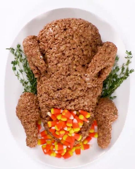 Thanksgiving Turkey Rice Krispie Treats, Rice Krispie Treats Turkey, Rice Krispie Turkey With Candy Stuffing, Rice Crispy Treat Turkey, Thanksgiving Rice Krispy Treats, Rice Crispy Turkey, Thanksgiving Rice Krispie Treats Ideas, Turkey Centerpieces Thanksgiving, Thanksgiving Toddler Snacks