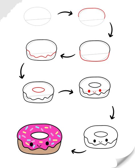 Cute donut food drawing Braids To Do On Yourself, Eat Drawing, Donut Drawing, Children's Book Layout, Draw Kawaii, Drawings For Kids, Mirror Drawings, 2023 Nails, Minecraft Drawings