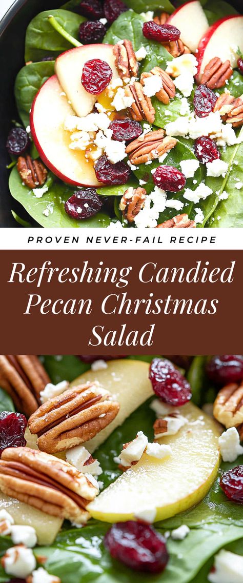 Image for Refreshing Candied Pecan Christmas Salad Christmas Apple Salad, Salad With Apples And Cranberries, Apple Cranberry Salad, Candied Pecans For Salad, Cranberry Walnut Salad, Avocado Spinach Salad, Candied Pecan, Clematis Varieties, Salad With Apples