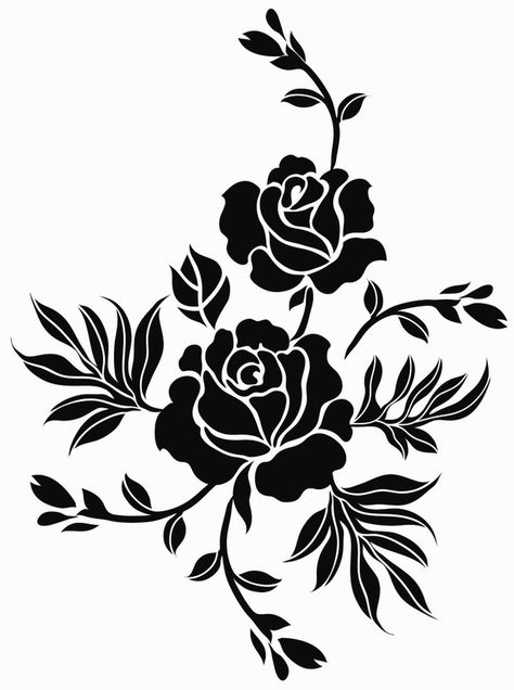 Flower Design Sketch, Etching Mirror, Paper Flower Printable Templates, Illustration Rose, Mirror Pattern, Floral Stencil, Stencils Printables, Floral Border Design, Border Embroidery Designs