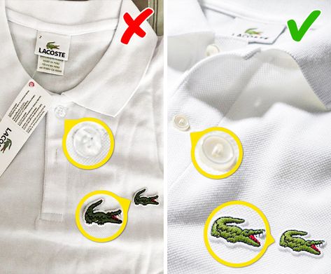 19 Tips That Can Help You Spot a Fake Item Lacoste Clothing, Sac Michael Kors, Guess Watch, Lacoste Polo Shirts, Fake Designer, Lacoste Polo, Guess Handbags, Guess Bags, Levi’s Jeans