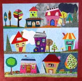 Houses Quilt, Wonky Houses, House Quilt Block, House Quilt Patterns, Row Quilt, Buzzy Bee, Quilt Modernen, Quilt Art, House Quilts