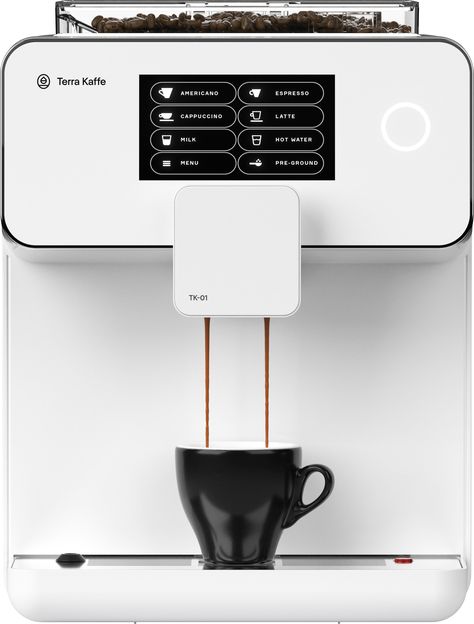 Terra Kaffe Super Automatic Programmable Espresso Machine with 9 Bars of Pressure, Milk Frother, & Automatic Grinder White TK-01-W - Best Buy Terra Kaffe, Galaxy Tablet, Ground Coffee Beans, Power Bars, Coffee Games, Espresso Shot, Frothing Milk, Coffee Crafts, Espresso Machines