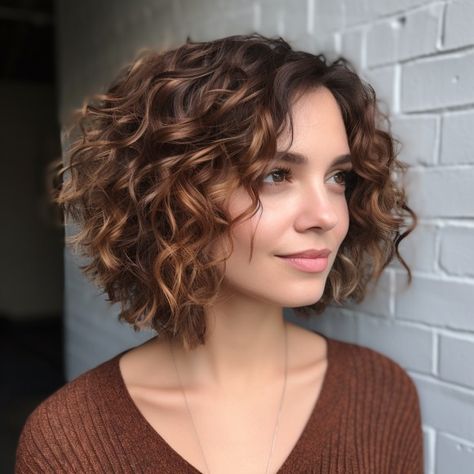 Inverse Bob Curly Hair, Short Brown Curly Hairstyles, Natural Curl Short Pixie, Short Layered Curly Haircuts Messy Bob, Fine Curly Bob, Mid Length Curly Bob, Curly Hair Bobs Naturally, Bob Natural Curly Hair, Long Bob Haircuts For Thick Hair Shoulder Length Medium Layered