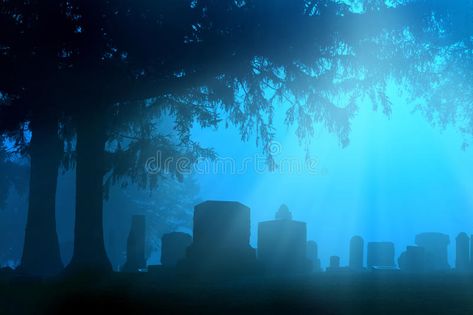 Cemetery in blue fog. Cemetery stones in surreal blue fog morning light , #Affiliate, #fog, #blue, #Cemetery, #stones, #light #ad Blue Graveyard, Blue Fog, Fog Blue, Blue Lighting, Yard Lights, Dreamcore Weirdcore, Cellphone Wallpaper Backgrounds, Guiding Light, Ghost Town