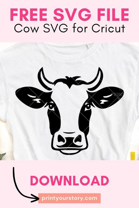 Get ready to moooove on to your next Cricut project with our free Cow SVG file! Use it to create custom home decor, personalized gifts, and more. So why wait? Download our free SVG designs today and start creating! Cow Svg Free, Free Cricut Images, Cow Head, Cricut Free, Svg Free Files, Svg File, Country Chic, Free Svg, Svg Files For Cricut