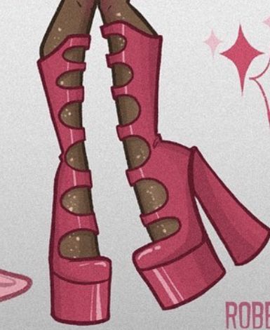 Monster High Heels Drawing, Long Boots Drawing, Heels Art Drawing, Monster High Shoes Drawing, Chunky Shoes Drawing, Boots Design Drawing, Heels Drawing Reference, High Heels Drawing, Nail Planner