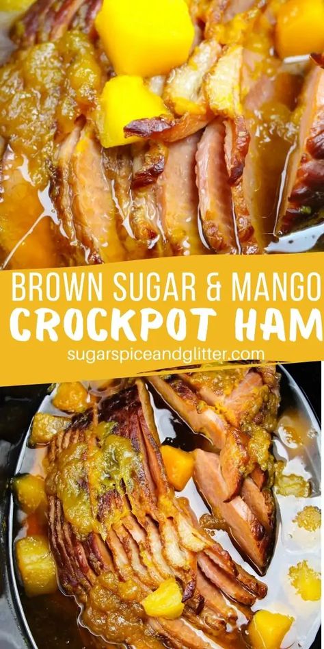 If you're not a huge fan of pineapple's acidity, you need to try this Mango Brown Sugar Crockpot Spiral Ham, a sweet, salty and umami option for Easter supper or Christmas Ham In Crockpot Recipe, Crockpot Spiral Ham, Crockpot Ham Recipe, Ham In Crockpot, Easter Supper, Cooking Spiral Ham, Ham Recipes Crockpot, Delicious Crockpot Recipes, Crockpot Hot Chocolate