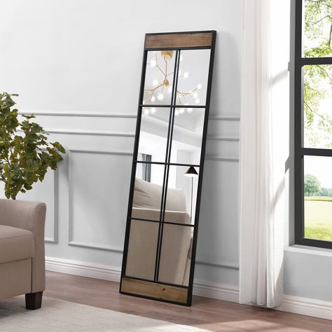 Tall Mirror, Farmhouse Window, Leaning Mirror, Mirror Metal, Farmhouse Windows, Window Mirror, Standing Mirror, Full Length Mirror, Wall Mounted Mirror