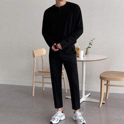 Minimalist Fashion Men, 150 Lbs, 110 Lbs, Streetwear Men Outfits, Cotton Wool, Light Blue Denim, Korean Street Fashion, Mens Streetwear, Long Sleeve Tee