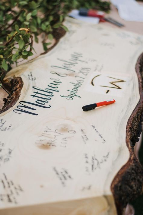 Guest Log Wedding, Fall Western Wedding Ideas, Western Wedding Guest Book, Guest Signing Ideas For Wedding, Signing Ideas, Wood Guest Book Sign, Wedding Guest Signing, Western Themed Wedding, Wood Guest Book Wedding