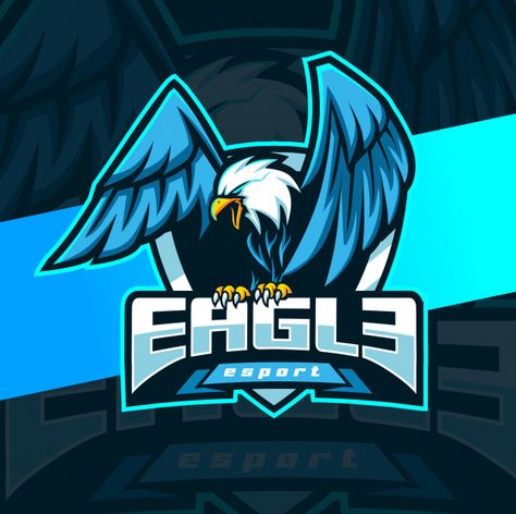 Eagle mascot esport logo design | Premium Vector #Freepik #vector #logo #shield #eagle #gaming Blue Eagle Logo, Mascot Ideas, Esport Logo Design, Blue Eagle, Eagle Mascot, Bird Logo Design, Corporate Logo Design, Adventure Logo, Florist Logo