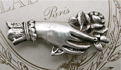 vintage/antique sterling hand brooch Hand Brooch, Beating Heart, Glass Fish, Hand Jewelry, Silver Brooch, Silver Pieces, White Enamel, Creative Space, Vintage Accessories