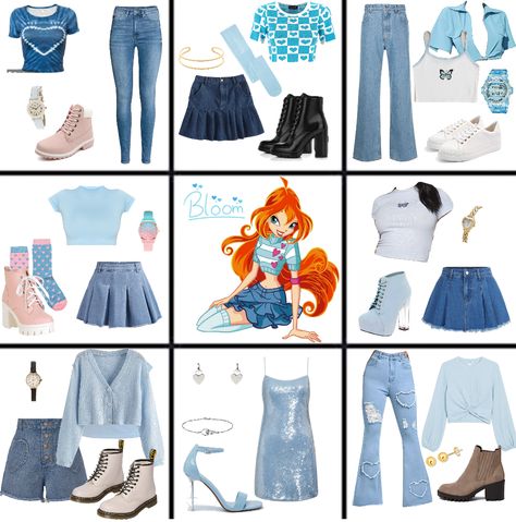 #bloom #winxclub #winx #blue #outfits. Discover outfit ideas for everyday made with the shoplook outfit maker. How to wear ideas for Open hoop earrings with and Cartier bracelet Winx Club Bloom Outfits, Bloom Costume, Winx Club Bloom, Pink Ankle Boots, Bloom Winx, Soft Knit Cardigan, Winx Saga, Blue Outfits, Bloom Winx Club