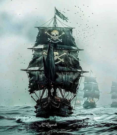 Ghost Ship Art, Old Pirate, Black Pearl Ship, Pirate Ship Art, جوني ديب, Pirate Tattoo, Navi A Vela, Bateau Pirate, Old Sailing Ships