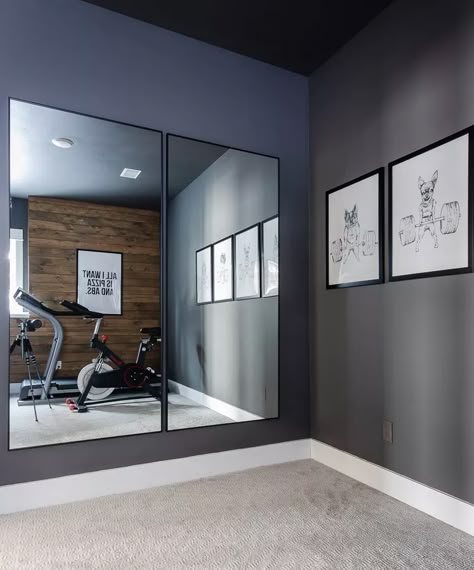 Workout Room Ideas Home Bedroom, Workout Room Paint Colors Home Gyms, Workout Rooms At Home, Workout Area In Basement, Workout Room Paint Colors, Workout Room Colors, Workout Room At Home, Home Gym Wall Color, Small Workout Room Ideas