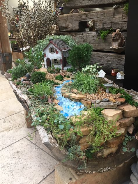 Fairy garden in a tree stump by Kristin Middleton Giant Fairy Garden, Fairy Garden Water Feature, Moss Projects Ideas, Rustic Fairy Garden, Fairy Garden Under Tree, Fairy Garden Designs Landscapes, Backless Mesh Summer Dress, Fairy Garden Flower Bed, Fairy Garden Around Tree