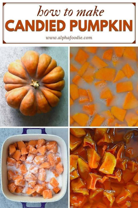 Sweet pumpkin preserves 2-ways - candied pumpkin in syrup and pumpkin jam! All you need is a handful of ingredients to prepare either of these sweet pumpkin recipes – perfect for water bath canning to keep in your pantry for up to a year! Pumpkin Canning, Homemade Canned Pumpkin, Pumpkin Preserves, Candied Pumpkin, Canning Pumpkin, Can Pumpkin Puree, Preserve Pumpkin, Candied Pumpkin Recipe, Canning Pumpkin Butter Water Bath