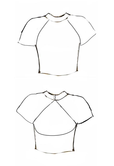 Shirt Template Sewing, Fashion Design Sketches Tops, Crop Top Designs Drawings, Tops Sketches Fashion Illustrations, Mens Fashion Template, How To Draw A Tank Top, Crop Top Sketch Drawing, Cute Shirt Designs Drawing, Drawing Shirt Ideas