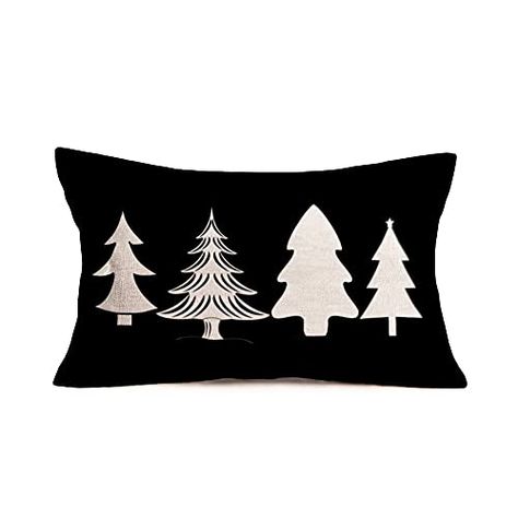 Asamour Merry Christmas Pillow Covers 12x20 Inch Geometry Forest Xmas Farmhouse Decor Black White Christmas Pine Trees Linen Throw Pillow Case Cuhsion Cover Winter Holiday Christmas Decorations Christmas Trees Farmhouse, Christmas Geometry, Farmhouse Decor Black, Farmhouse Pillow Covers, Black White Christmas, Buy Christmas Tree, Farmhouse Christmas Tree, Black And White Tree, Cool Gifts For Women