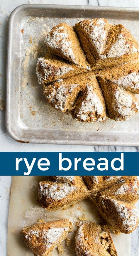 Homemade rye bread recipe. A rye bread made without yeast. Rye soda bread is so easy and so crusty and delicious! #rye #ryeflour #ryebread #sodabread #noyeast #breadwithoutyeast #easybread via @dessertfortwo Homemade Rye Bread, Rye Bread Recipe, Bread Without Yeast, Rye Bread Recipes, Soda Bread Recipe, Wheat Bread Recipe, Small Batch Baking, Tasty Bread Recipe, Rye Flour