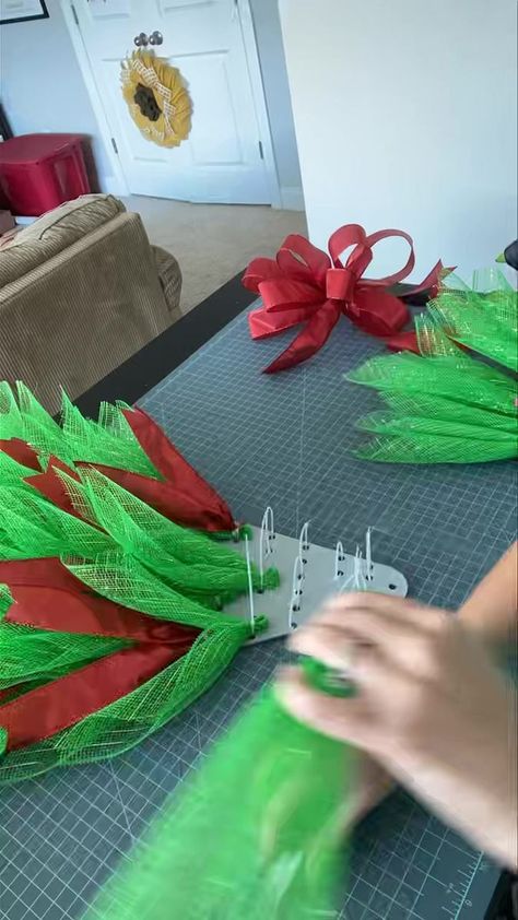 1M views · 17K reactions | Free tutorial on YouTube! Learn how to make a Christmas tree wreath on a UITC triangle board! Link in comments! #diychristmas #diywreath #wreathmaking... | By Carrie's Wreath Creations | Facebook Mesh Tree Wreath Tutorial, Christmas Tree Wreath Diy Mesh, Christmas Tree Wreath Tutorial, Tree Wreath Diy, Christmas Tree Wreath Diy, Christmas Wreath Tutorial, Christmas Tree Wreaths, Mesh Christmas Tree, Tree Wreaths