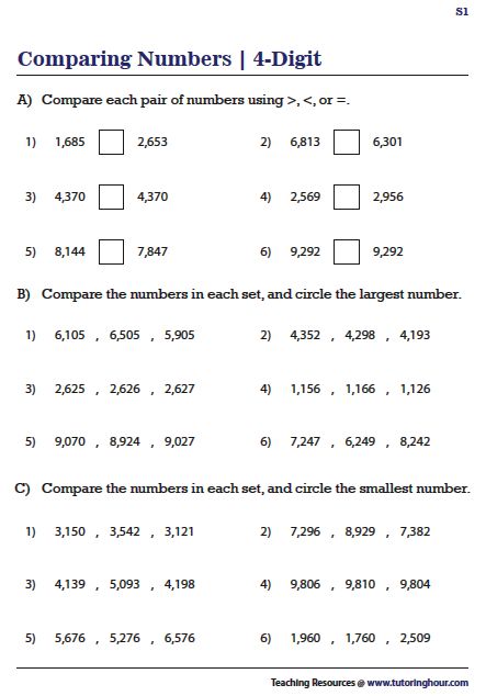 Comparing 4-Digit Numbers Comparing 4 Digit Numbers Worksheet, 4 Digit Numbers Worksheet, Comparing Numbers Worksheet, Worksheets 2nd Grade, Math Division Worksheets, Math Multiplication Worksheets, Maths Worksheet, Mental Maths Worksheets, Math Fact Worksheets