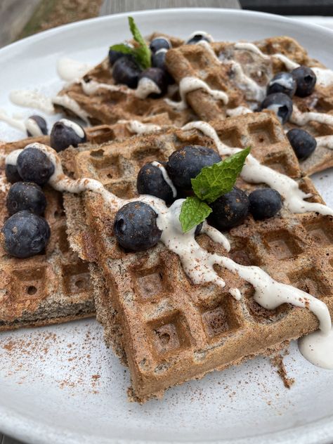 Buckwheat Flour Recipes, Cashew Cream Recipe, Buckwheat Waffles, Waffle Recipe Healthy, Buckwheat Recipes, Vegan Waffles, Waffle Ingredients, Buckwheat Pancakes, Waffle Recipe