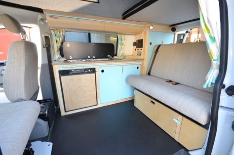 Beautiful bright summer interior...our camper lady B...will look like this. Vw T2 Camper, Transit Connect Camper, Kombi Camper, Summer Interior, Survival Essentials, Day Van, Campervan Interior, Safe Drinking Water, Van Interior