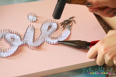 nail + string art String Art Letters, Nail String, Nail String Art, Origami Fish, Hendersonville Nc, String Art Patterns, String Art Diy, Wool Art, Sewing Art