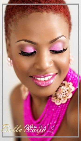 Pretty Brown Eyes, African Bride, Nigerian Wedding, Dark Skin Women, Pink Makeup, Makeup For Black Women, Short Natural Hair Styles, African Wedding, Flawless Makeup