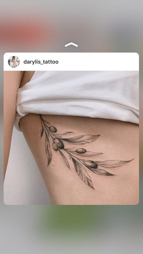 Feminine Olive Branch Tattoo, Olive Branch Tattoos For Women, Olive Branch Tattoo Thigh, Shoulder Leaf Tattoo, Buddha Tattoo Sleeve, Olive Tree Tattoos, Olive Tattoo, Olive Branch Tattoo, Whimsical Tattoos