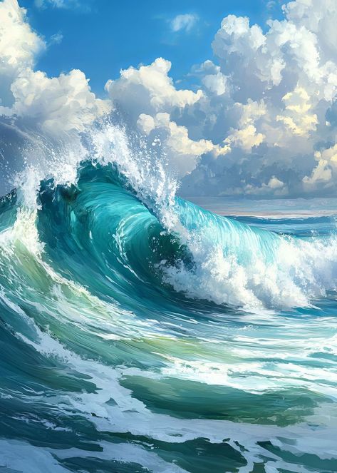 Wave Quilt, Seashore Paintings, Ocean Waves Photography, Ocean Landscape Painting, Water Artwork, Tenacious D, Ocean Waves Art, Ocean Paintings, Seascapes Art