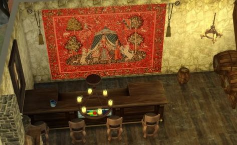 Sims 4 Studio, Medieval Tapestry, Sims 4 Build, Sims 4 Cc, The Sims 4, The Sims, Nook, Sims 4, Tapestry