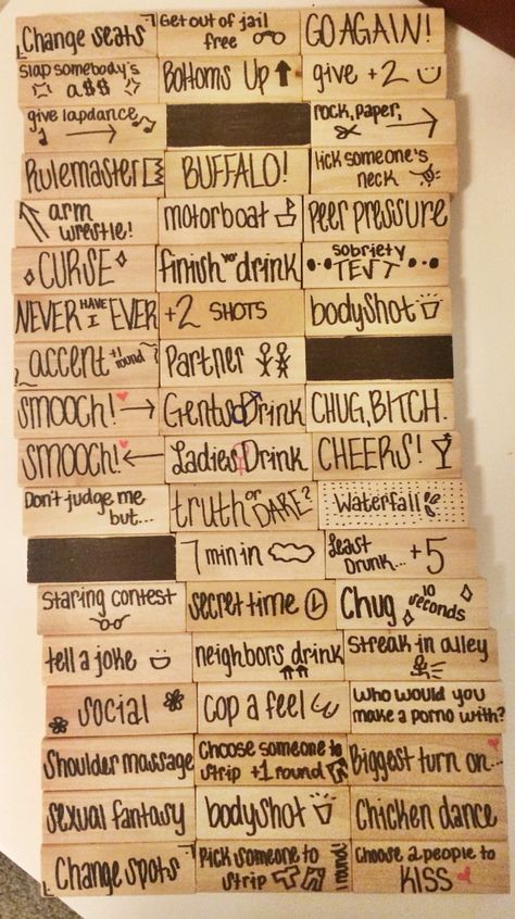 Instead of drunk jenga,  I'd put different things on them. Sounds like a great way to change up the original jenga. Jenga Drinking Game, Drunk Jenga, Drunk Games, Games Halloween, Teen Party Games, Drinking Games For Parties, Fun Drinking Games, Adult Party Games, Fun Party Games