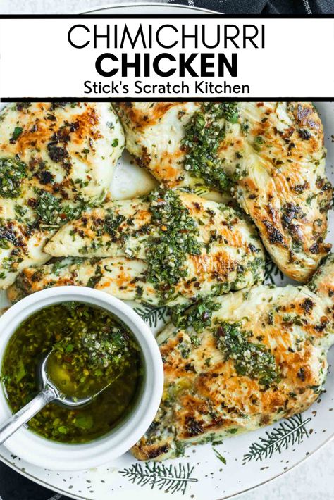 When it comes to summer dinners, nothing is more iconic than a thick, juicy piece of grilled chicken (or steak) topped with delightfully herby chimichurri sauce. #chimichurrichicken #chicken #healthychicken #chickenbreast #chickenrecipe #easychicken #chickendinner #easydinner #healthydinner #grilling #grillingrecipe #weeknightdinner #summerdinner #summerrecipe Chicken Chimichurri, Chimichurri Chicken, Health Meal Prep, Family Meal Prep, Grilled Chicken Tenders, Chicken On A Stick, Chimichurri Recipe, Easy Chicken Dinner Recipes, Chicken Steak