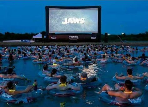 Jaws. Summer movie. Pool Dive In Movie, Pool Movie, Scuba Diving Quotes, Outdoor Movie Screen, Jaws Movie, Scary Films, Outdoor Cinema, Outdoor Movie, Shark Week