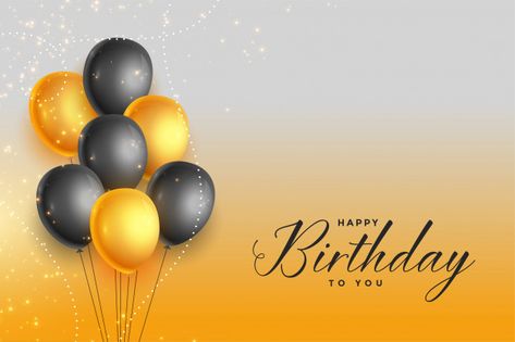 Happy birthday gold and black celebratio... | Free Vector #Freepik #freevector #background #birthday #gold #party Children Birthday Background, Birthday Tarpaulin Background, Birthday Gold And Black, Birthday Tarpaulin Design, Black Celebration, Birthday Background Design, Silver Balloons, Happy Birthday Black, Background Birthday