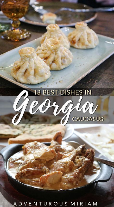 What to eat in Georgia (Caucasus): Traditional Georgian food you absolutely need to try. Don't miss these 13 typical Georgian dishes. #caucasus #georgia #food Georgian Dishes, Georgian Recipes, Georgian Bread, Georgia Caucasus, Wine Inspiration, Mindful Travel, Georgia Food, Georgian Cuisine, Georgian Food