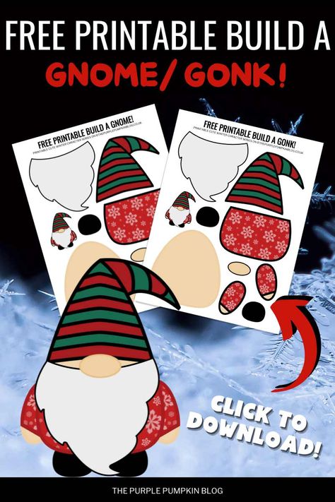 Christmas Felt Templates, Gnome Hats Diy Free Pattern Printable, Gonk Template, Gnome Patterns Free, Banff Christmas, Gnome Template, Printable Christmas Decorations, Christmas Workshop, Free Printable Crafts