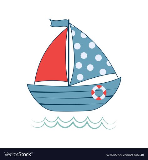 Boat Cartoon, Baby Vector, Boat Illustration, Baby Boy Themes, Boat Drawing, Pumpkin Vector, Summer Banner, Boat Print, Sea Decor