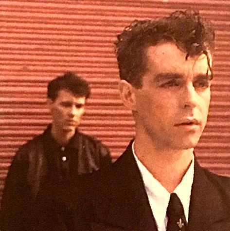 Neil and Chris on the set of West End Girls 1985 Fright Night 1985 Jerry, Frankie And Johnny 1991, Chuck Grant Band Of Brothers, 1980s Brooklyn, Hollywood Undead Album Cover, London In August, Chris Lowe, Neil Tennant, Thompson Twins